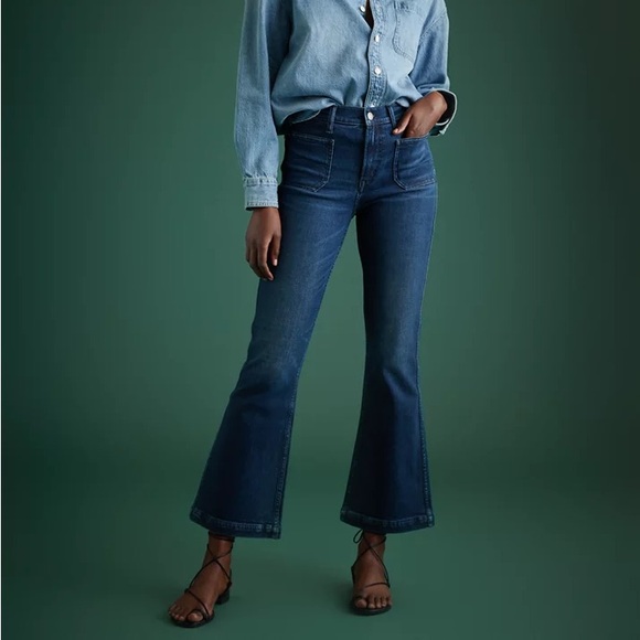 AE77 Premium High-Waisted Crop Flare Jean - Picture 1 of 15